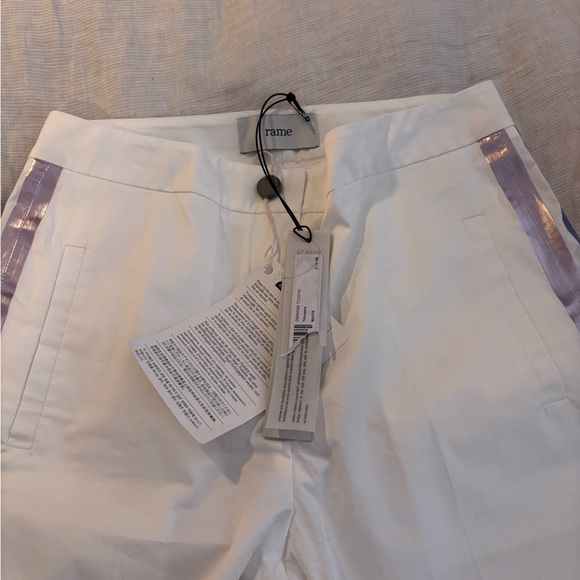 White Pants with Purple Stripes Women's - Picture 6 of 8
